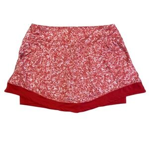 Birdies & Bows Skort Womens Medium M Red Floral Print Pockets Tennis Golf